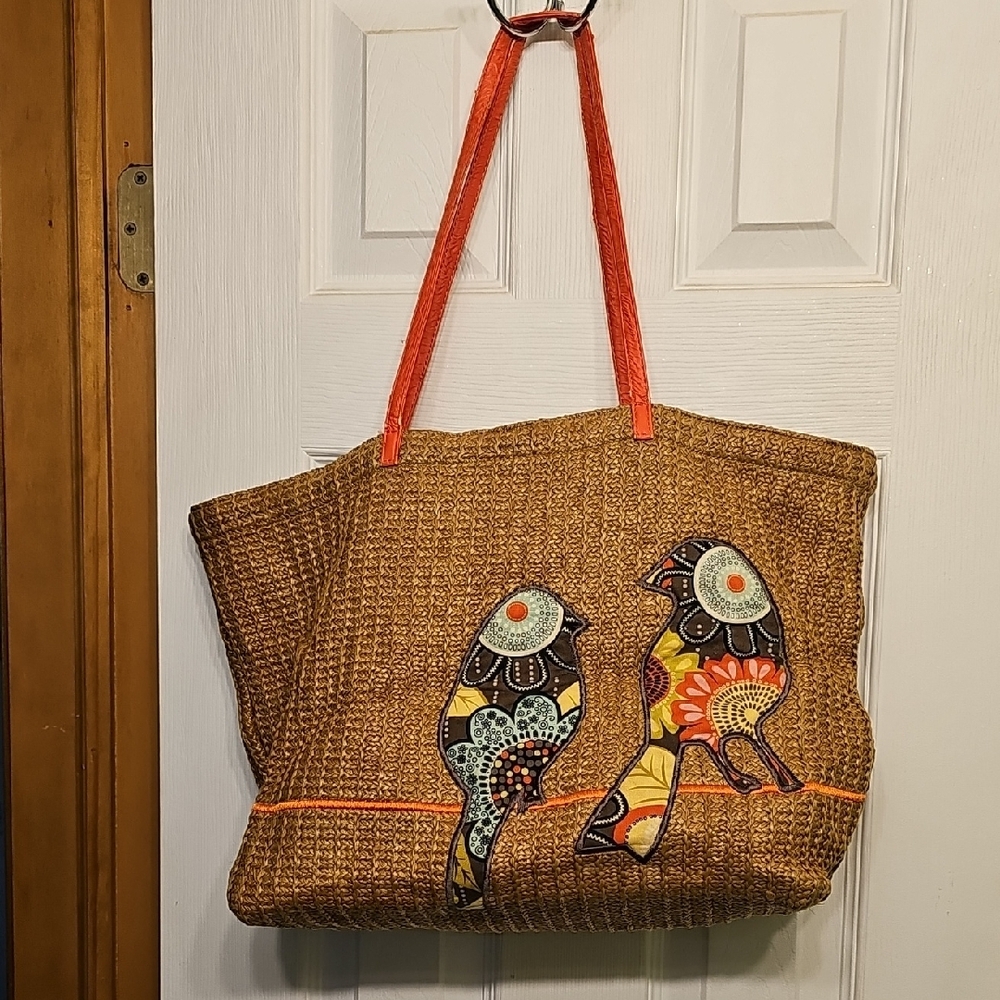 Vera Bradley Tan Artistic Bird Tote - Picture 2 of 11